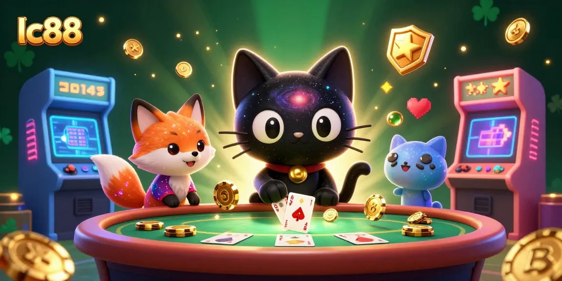 Play and win big at lc88 with vibrant characters and dynamic casino elements swirling around.