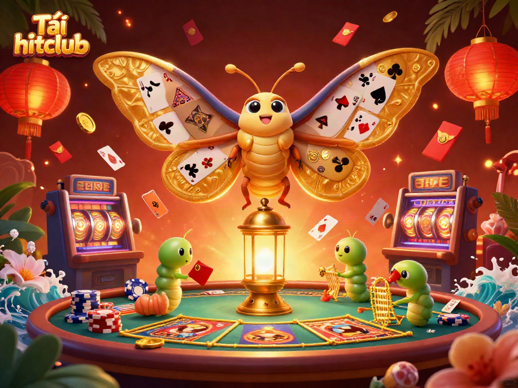Engage in thrilling gameplay with Tải hitclub showcasing vibrant casino elements and golden details.