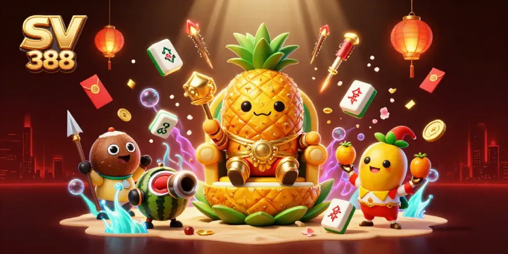 Engage in exciting gaming action at SV 388, featuring a lavish beach casino scene with vibrant characters and rich elements.