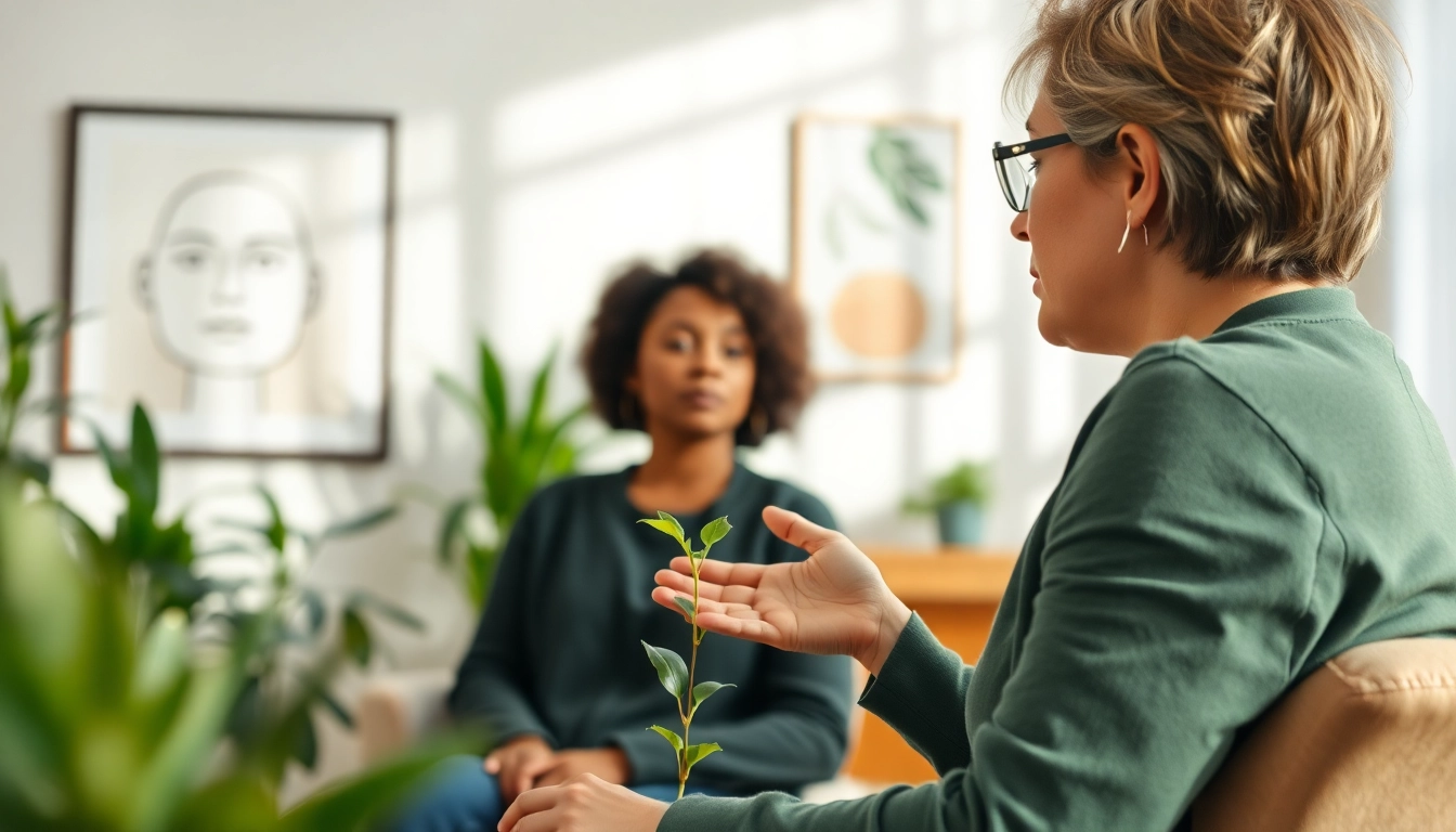 Engaging mental health tips session with a therapist in a soothing office.