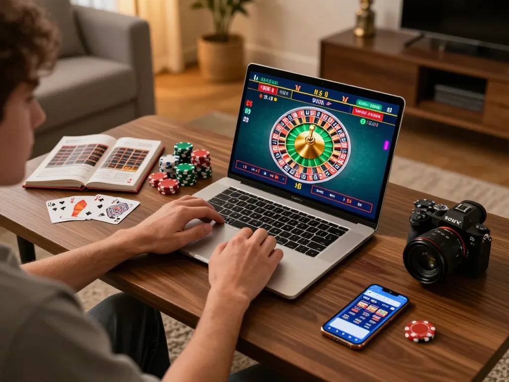 Kwin user enjoying online gaming while engaging with a roulette game interface at home.