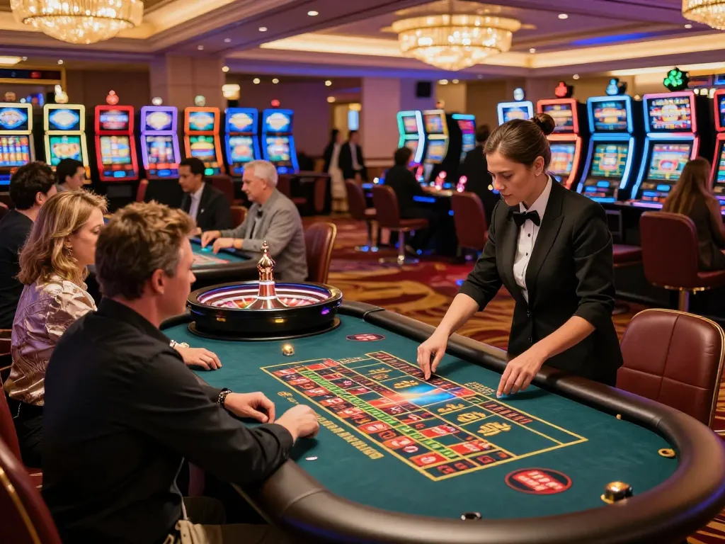 Experience the excitement of tr88 roulette gameplay in a vibrant casino atmosphere, with players engaging and bets placed strategically.