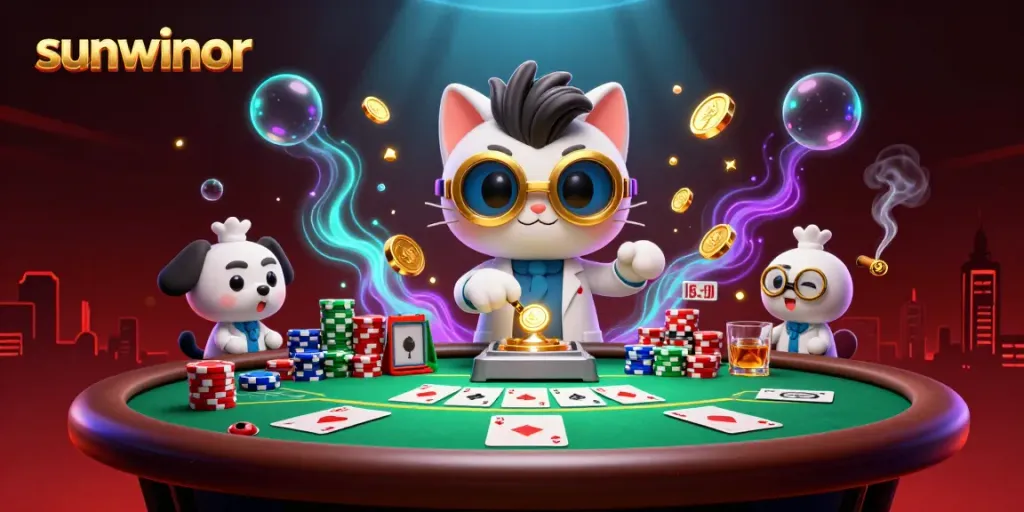 Experience thrilling gameplay with sunwinor in a vibrant casino-themed digital illustration.
