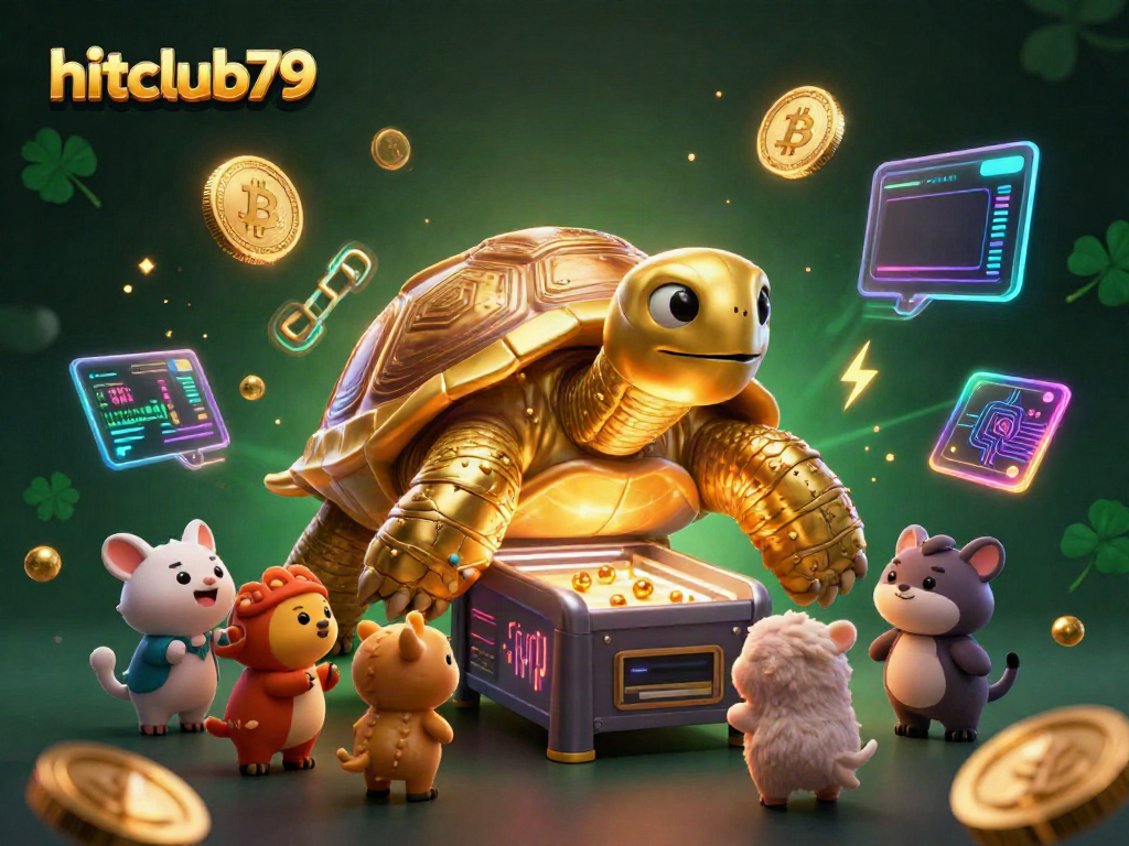 Experience the excitement at hitclub79 with vibrant characters, crypto elements, and casino themes in one stunning illustration.