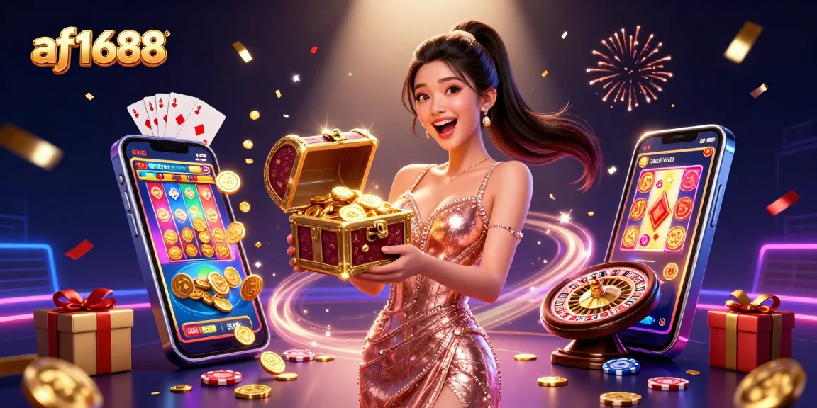 Experience the excitement at af1688 with vibrant slot games and treasures erupting in celebration.
