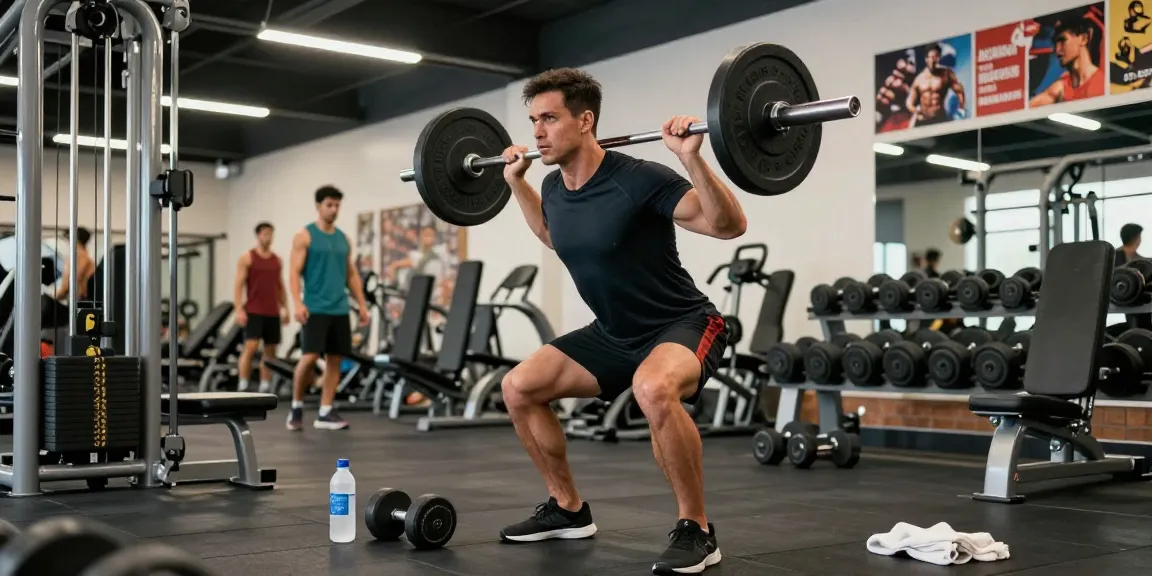 Actieve sporter bij de Unique Pharma Shop tijdens intensieve training in de sportschool.