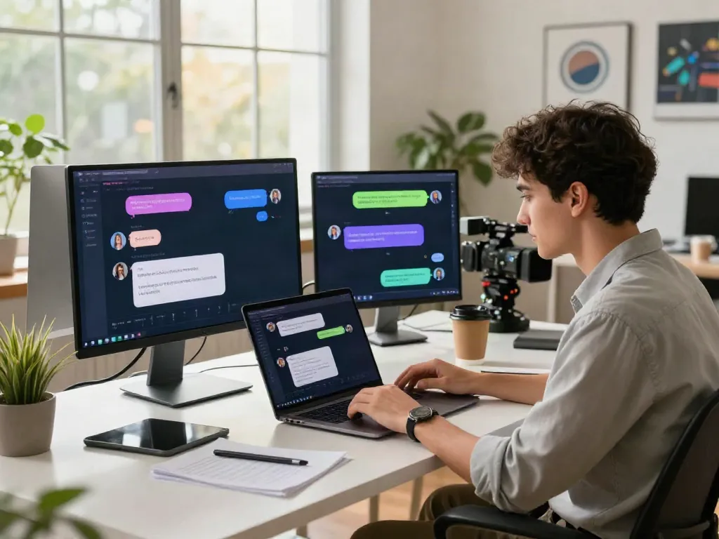 Engaging unfiltered AI chat on a sleek laptop in a modern workspace.