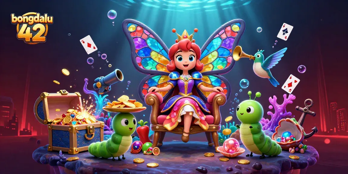 Experience thrilling gameplay with bongdalu 42, showcasing a vibrant underwater casino scene featuring a butterfly queen and treasure.