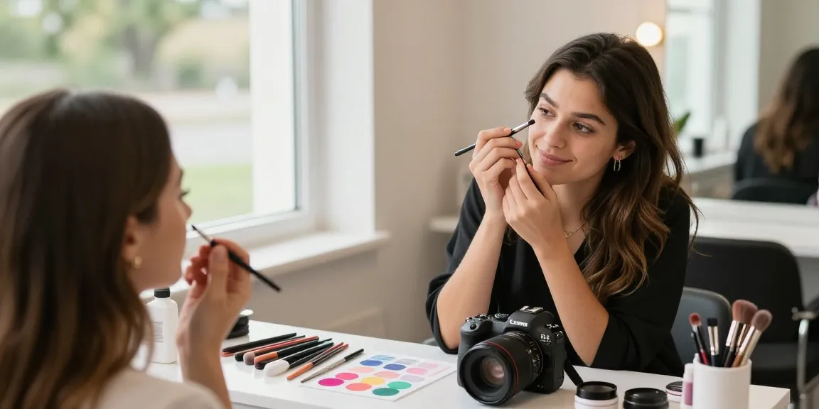 Permanente make-up wenkbrauwen applicatie in een schoonheidssalon, toont transformatie en empowerment.