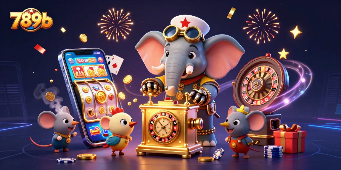 Engage with colorful slots at 789b through a steampunk elephant operator, golden coins erupting dynamically.