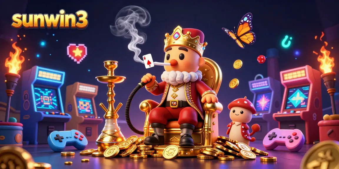 Experience the thrill of gaming at sunwin3 with our engaging 3D illustration of a whimsical casino scene.