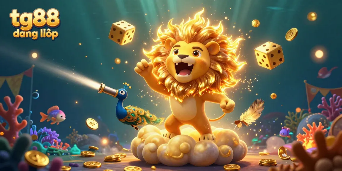 Experience excitement with tg88 đăng nhập as golden dice and lion symbolize thrilling game victories.
