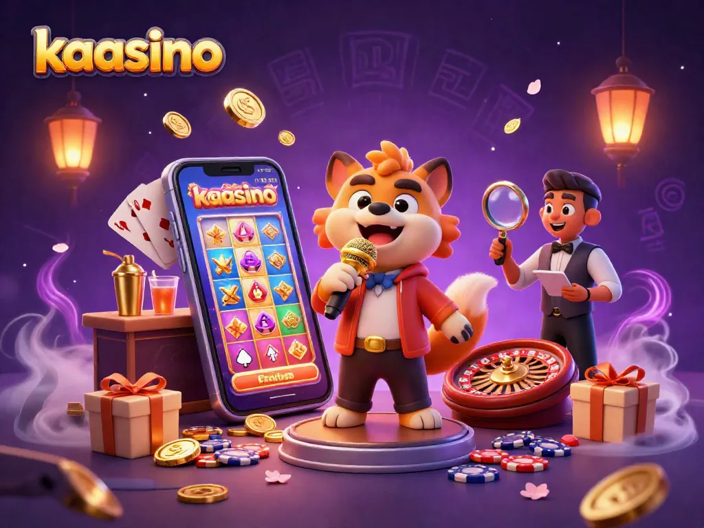 Kaasino brings comedy to life in a vibrant 3D casino scene, featuring hyenas mixing drinks and telling jokes.