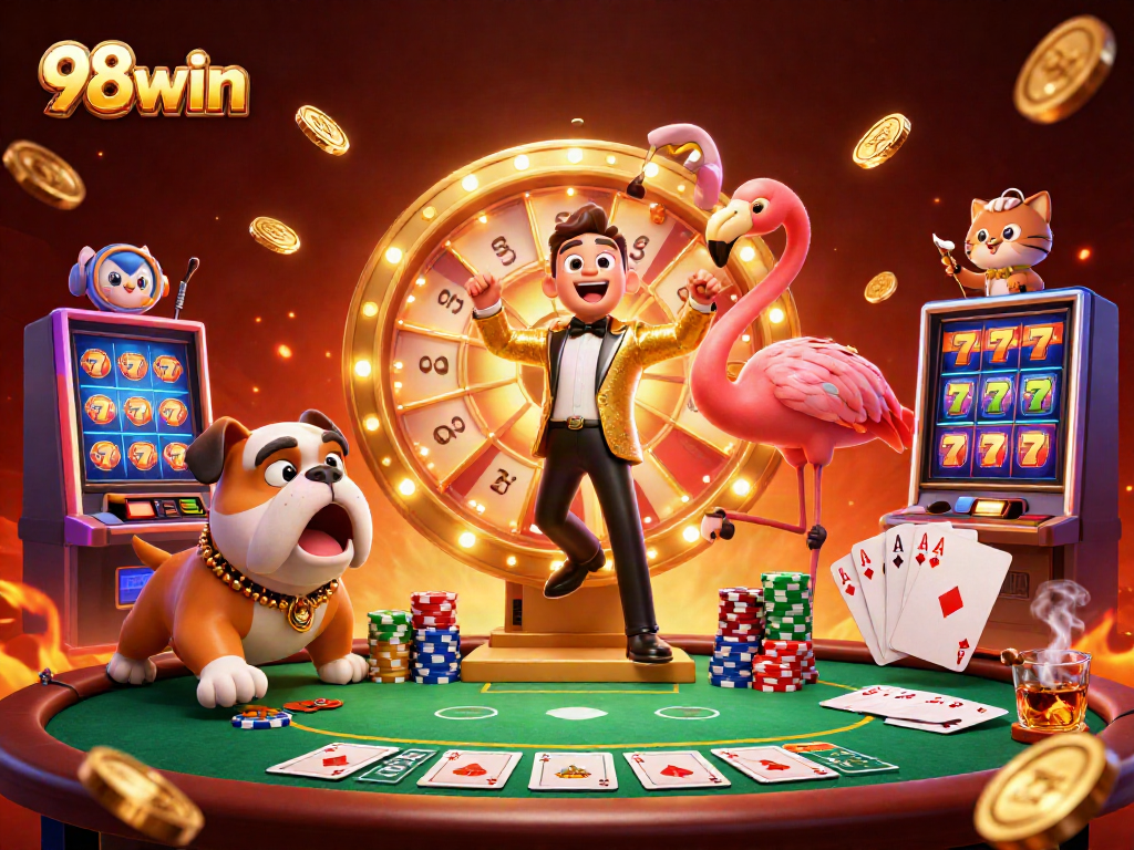 Spin the giant prize wheel at 98win for exciting casino jackpots and vibrant gaming elements.