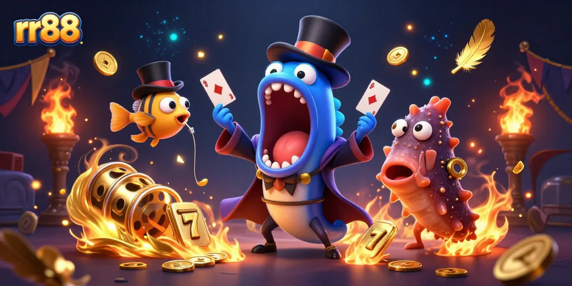 Experience vibrant rr88 casino magic with 3D characters performing stunning tricks in a rich, dynamic scene.