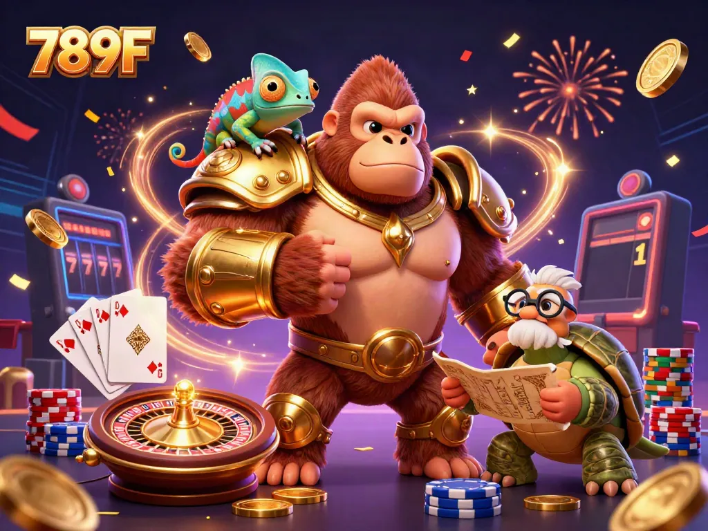 Experience thrilling gambling action with 789F's vibrant characters and casino elements.