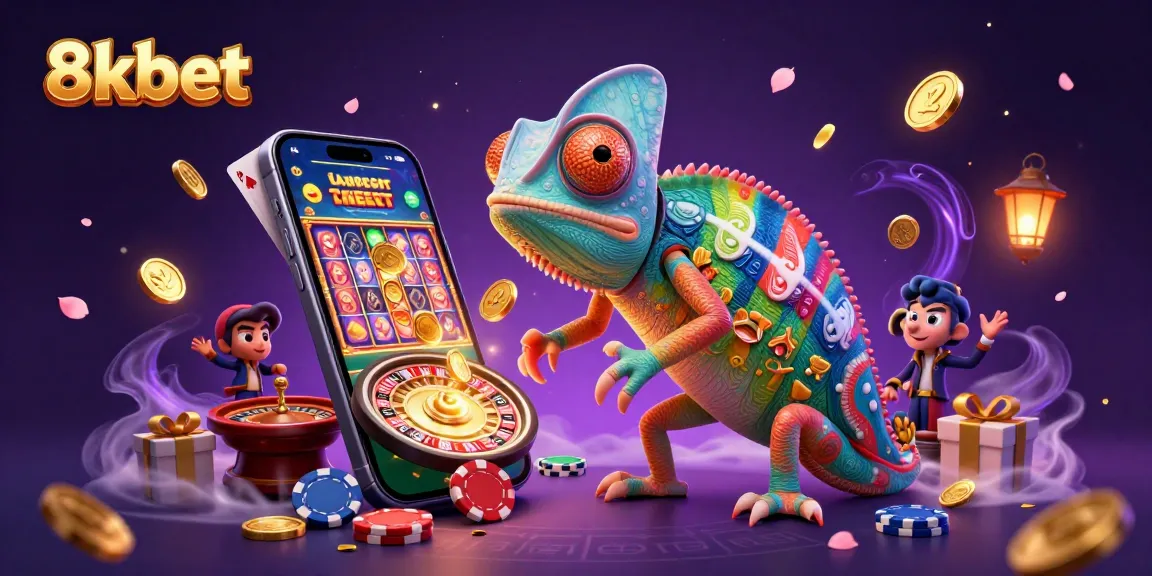 Experience 8kbet's vibrant casino scene with engaging characters and dynamic gaming elements.