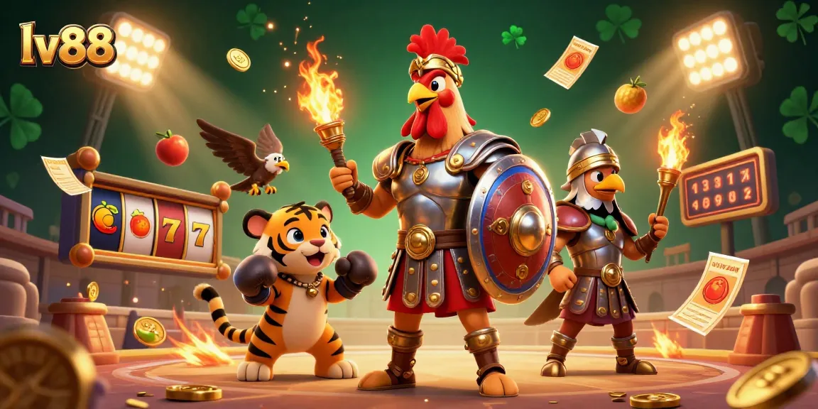 Win big with lv88 in this vibrant 3D casino scene featuring exciting slot game elements.