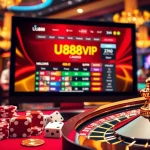 Experience the excitement of U888 ABCVIP with dynamic casino action and vibrant gaming elements.
