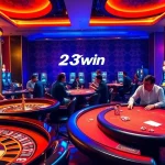 Gamble at the dynamic 23win casino, showcasing vibrant games, exciting players, and luxurious ambiance.