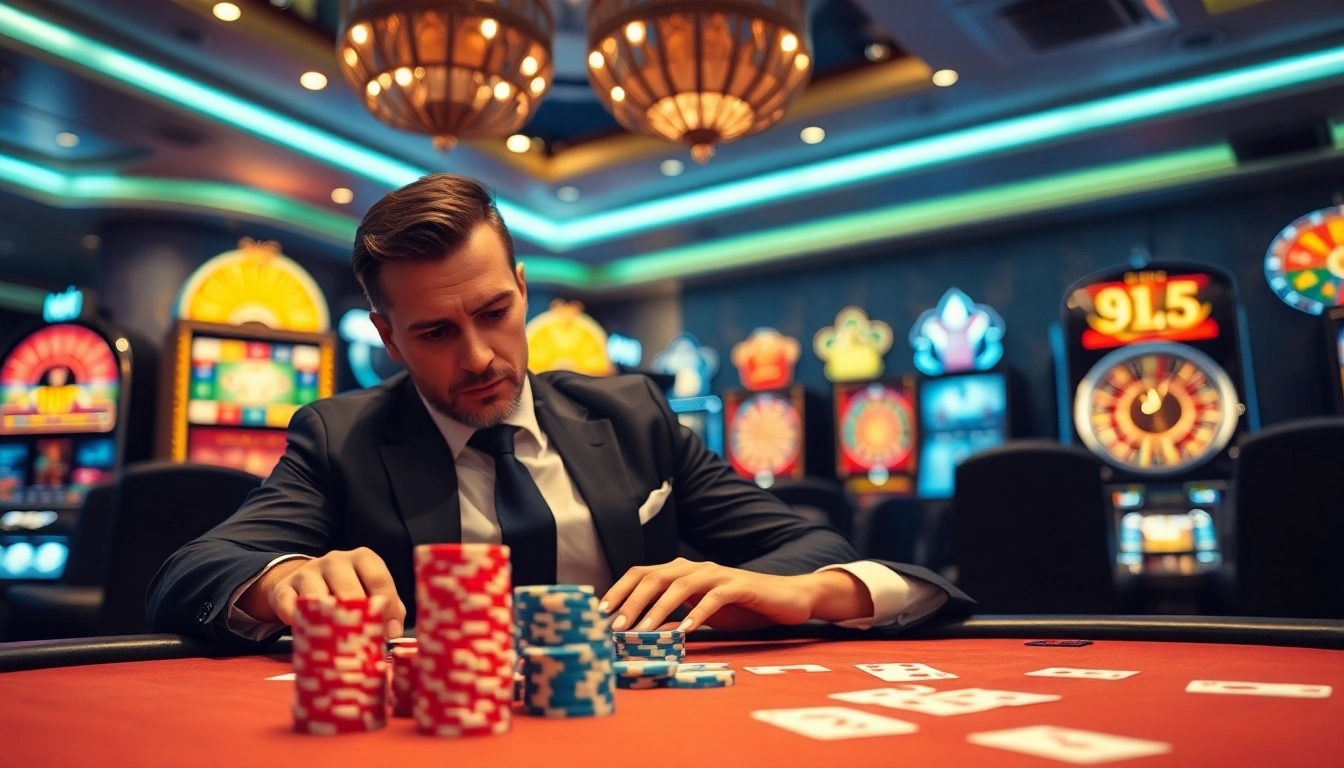 Engage in high-stakes poker at Man Club's luxurious casino with vibrant tables and exclusive atmosphere.