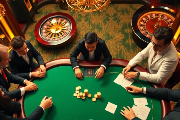 Engaging poker action at nhà cái KBBET with vibrant colors and professional ambiance.