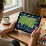 Using nohu strategies for online sports betting in a cozy home environment with tablet interface.