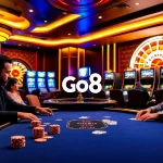 Experience the thrill of gambling at the Go8 casino with poker, roulette, and vibrant slot machines.