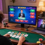Người chơi LUCK8 tham gia trò chơi blackjack với dealer trực tiếp, thể hiện sự tương tác trong cá cược trực tuyến.