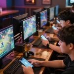 Miso 88 bettors eagerly engaging in esports betting at a lively sports bar, showcasing the excitement of live gaming.