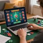 Engaging player placing strategic bets on xóc đĩa online game interface at home.