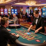 Experience the excitement of tr88 roulette gameplay in a vibrant casino atmosphere, with players engaging and bets placed strategically.