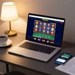 Engage with 11bet1 online casino gaming setup displaying vibrant poker and slot interfaces.