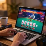 Người chơi tham gia thưởng thức trò chơi blackjack với Dealer trực tiếp KO66 trong một không gian chơi game trực tuyến ấm cúng tại nhà.