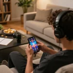 TWIN68 player engaging in strategic online gaming session from home.