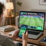 Engaging with mobile sports betting on 78win app in a cozy home setting