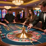 Experience the thrill of Link nhà cái 9bet at an exciting roulette table with players placing bets.