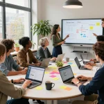 Professionals die samenwerken in een werkruimte gericht op bedrijven in Utrecht, en teamwork en innovatie tonen.