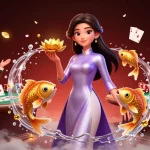 Experience the excitement of App tài xỉu online with vibrant 3D visuals showcasing dynamic characters and casino elements.