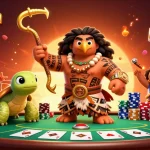 Engage with 8kbetvn's thrilling casino atmosphere featuring vibrant characters and dynamic poker elements.
