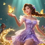 Win at O8 with stunning visuals of an enchanting Asian woman in a luxurious casino setting.