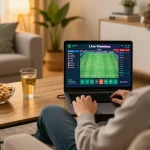 Socolive user placing bets on a sports game in a comfortable living room setting