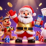Enjoy thrilling games at OXBET with Santa holding jackpot slots and festive characters.