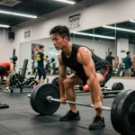Prime Pharma Steroiden showcased in a modern fitness gym where bodybuilder lifts weights with focus and determination.