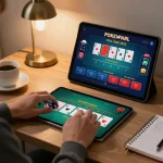 Player engaging in online casino gaming at RR88, showcasing poker strategy and interactive interface