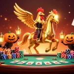 Experience thrilling wins at SKY88 Casino with a golden rooster and spectral horse carousel.