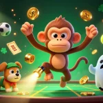 Experience thrilling gameplay with h555 as a mischievous monkey juggles golden coins in a haunted casino.