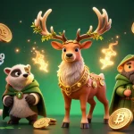Engage with go99vip for thrilling online slots, showcasing a mystical druid and vibrant crypto elements.