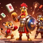 Experience the thrill of 789f com with a vibrant 3D illustration of a gladiator rooster and casino elements.