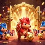 Experience thrilling gameplay on trang chu qs88 with animated pangolins in a lavish casino scene.